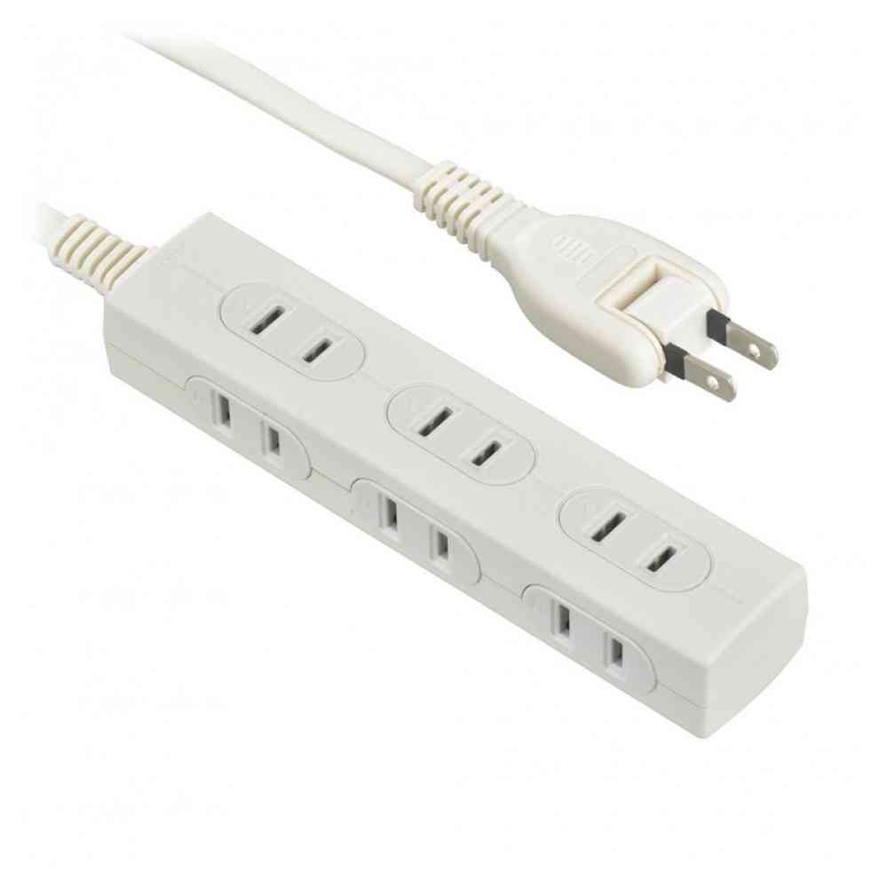 オーム電機 スリムタップ 正面差し＋側面差しコンセント 6個口 2m HS-T62SLV3-W