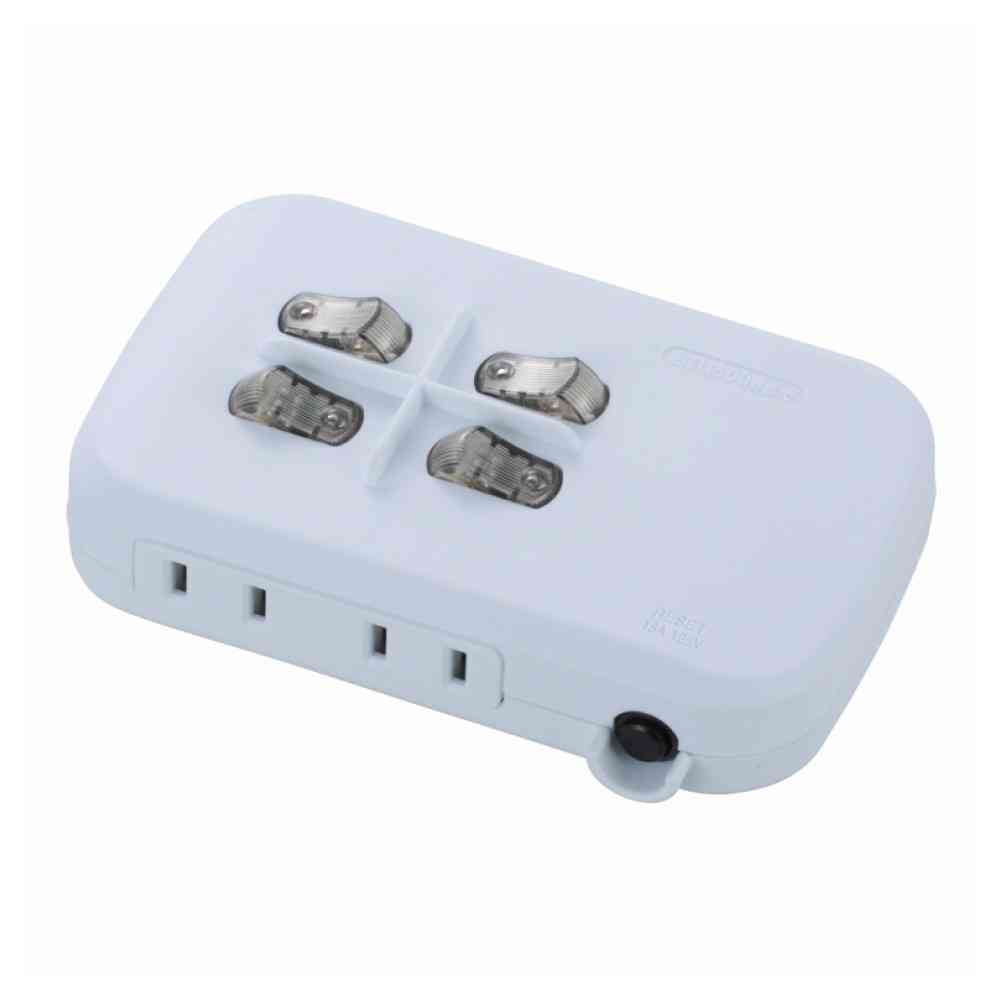オーム電機 LED個別スイッチ付き 節電タップ 4個口 HS-A1759W