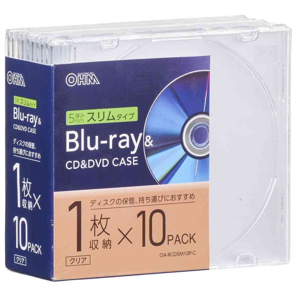 オーム電機 Blu-ray&CD&DVDケース 10個パック