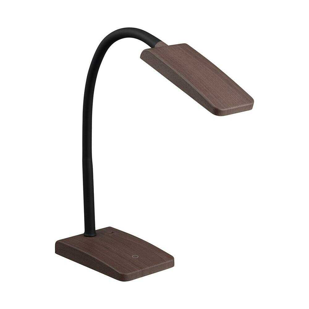 オーム電機 LEDデスクランプ 昼白色ブラウン木目調