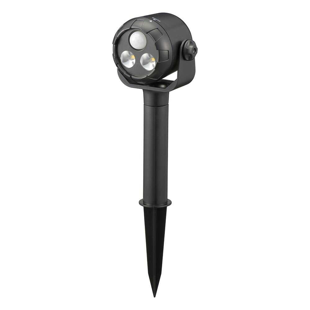 オーム電機 LED 土にさして使うセンサーライト 電池式 昼白色