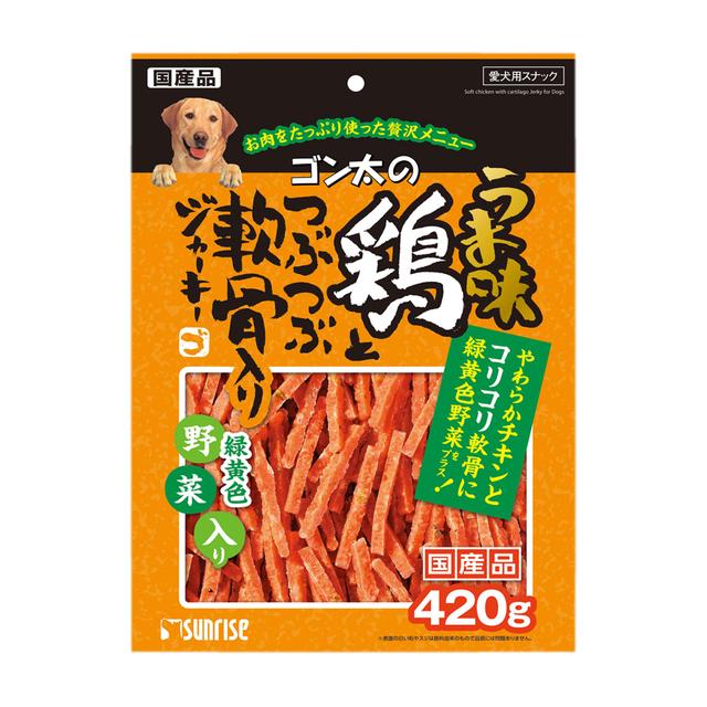 サンライズ ゴン太のうま味鶏とつぶつぶ軟骨入りジャーキー 緑黄色野菜入り 420g