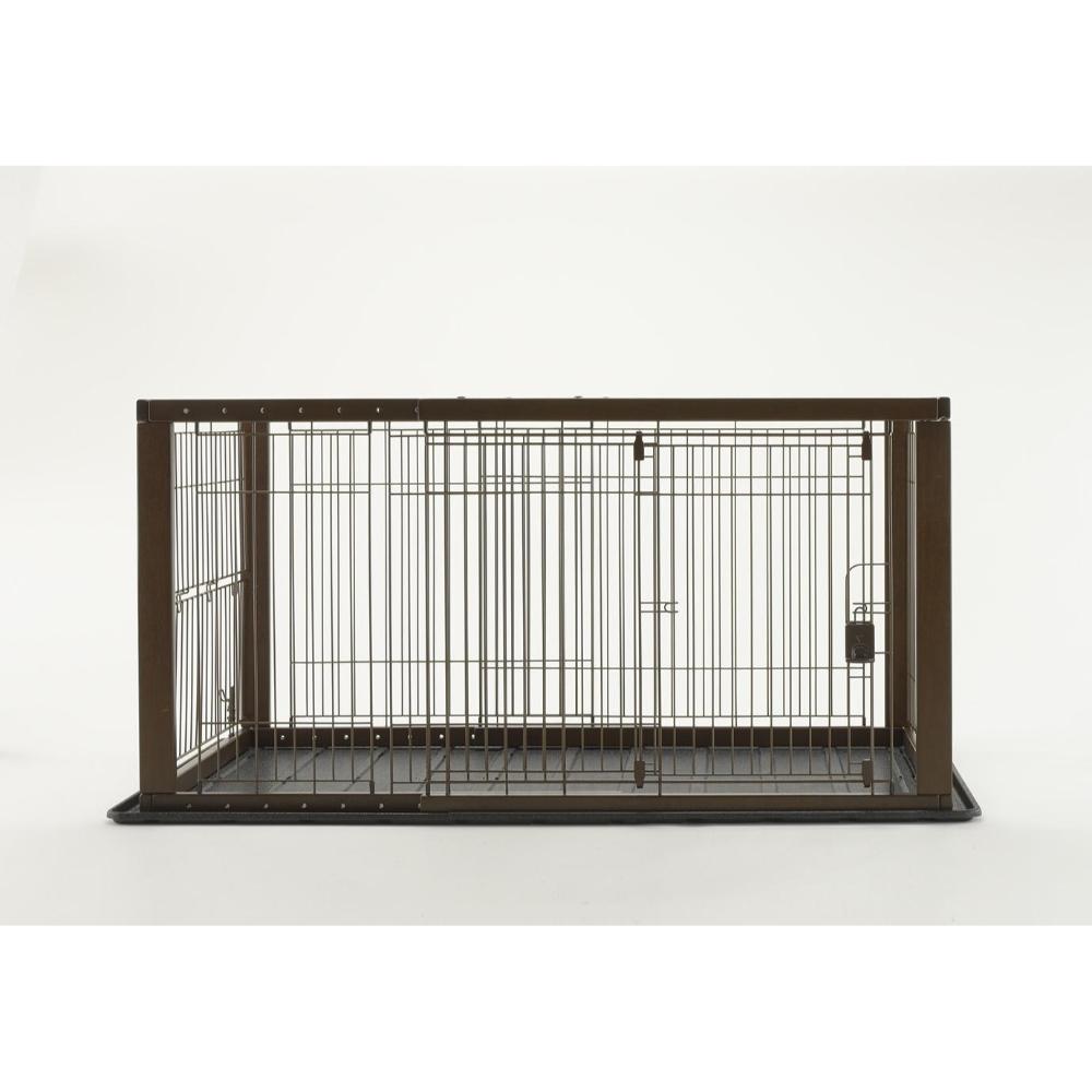 木製スライドペットサークル ワイド ダークブラウン メーカー直送▼返品・キャンセル不可【他商品との同時購入不可】