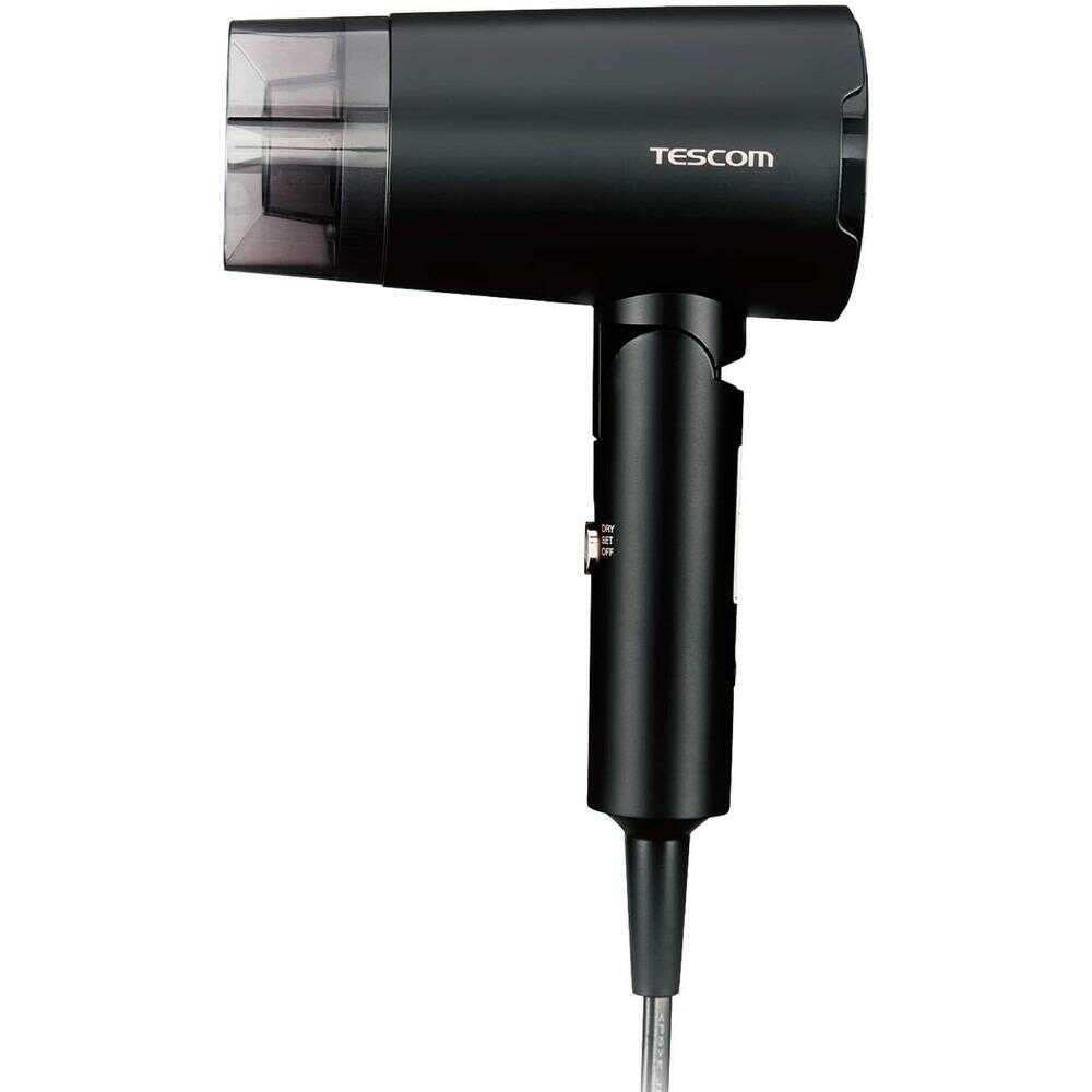 テスコム マイナスイオンヘアドライヤー 海外対応 コンパクト 軽量 Cタイプ変換プラグ付 ブラック TD565A‐K