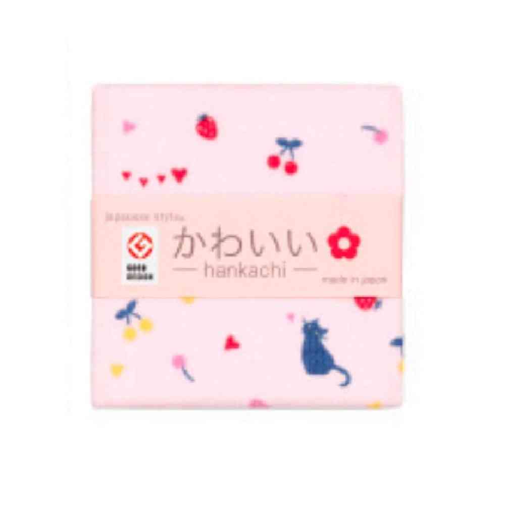 日繊商工 ジャパニーズスタイル フルーツとねこ ハンカチ 1枚