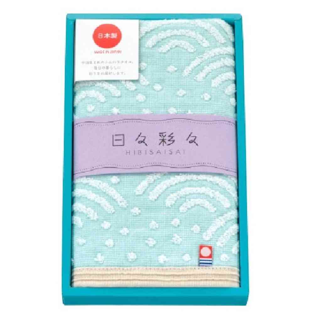 日繊商工 日々彩々 こうこう フェイスタオル ブルー 箱入り 1枚