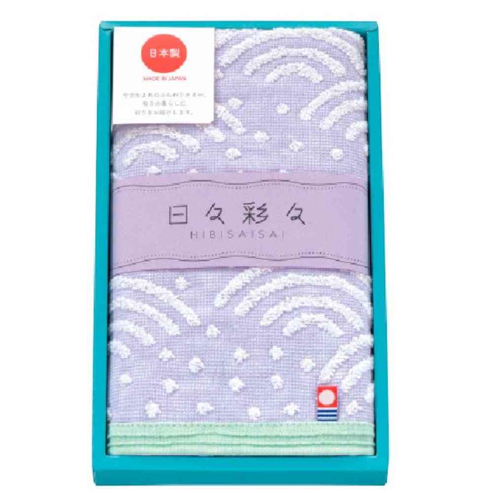 日繊商工 日々彩々 こうこう フェイスタオル バイオレット 箱入り 1枚
