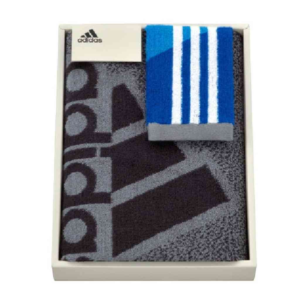 日繊商工 adidas コレクト スポーツタオル×タオルチーフセット 箱入り スポーツタオル1枚・タオルチーフ1枚