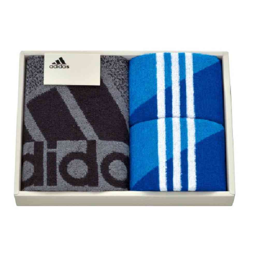 日繊商工 adidas コレクト フェイスタオル×タオルチーフセット 箱入り フェイスタオル1枚・タオルチーフ2枚