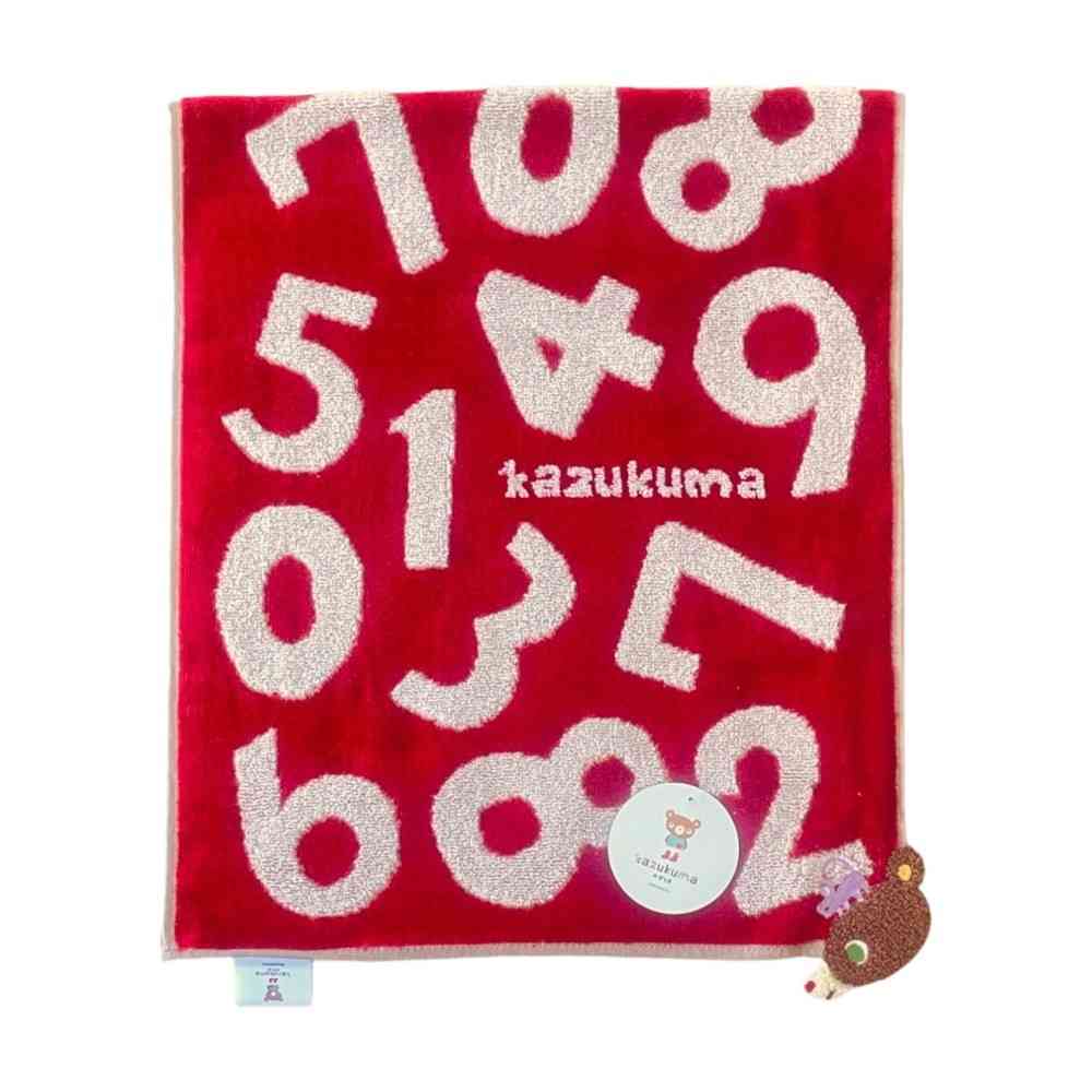 日繊商工 かずくま ワッペン フェイスタオル レッド 1枚