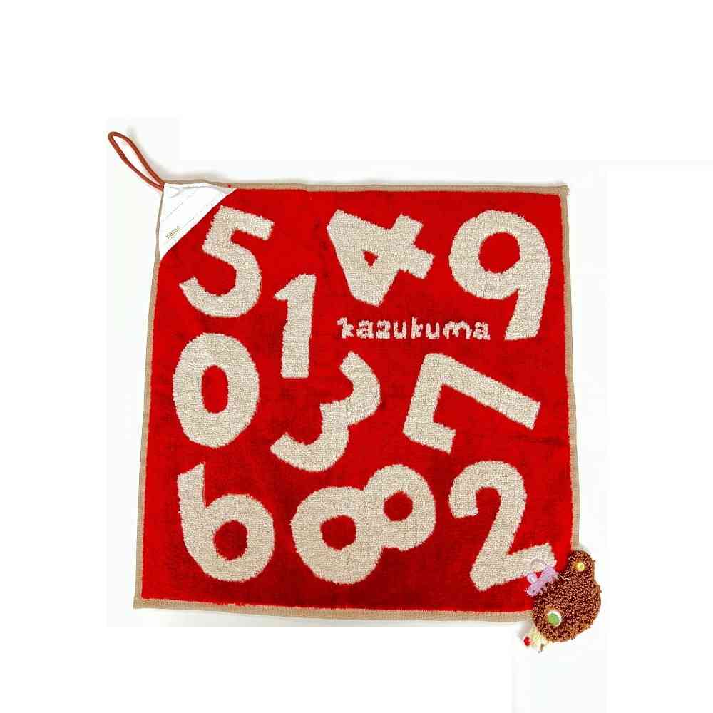 日繊商工 かずくま ワッペン ループ付ウォッシュタオル レッド 1枚