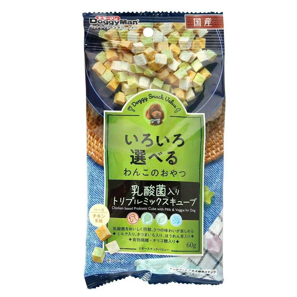 ドギーマン ドギースナックバリュー 乳酸菌入りトリプルミックスキューブ 60g