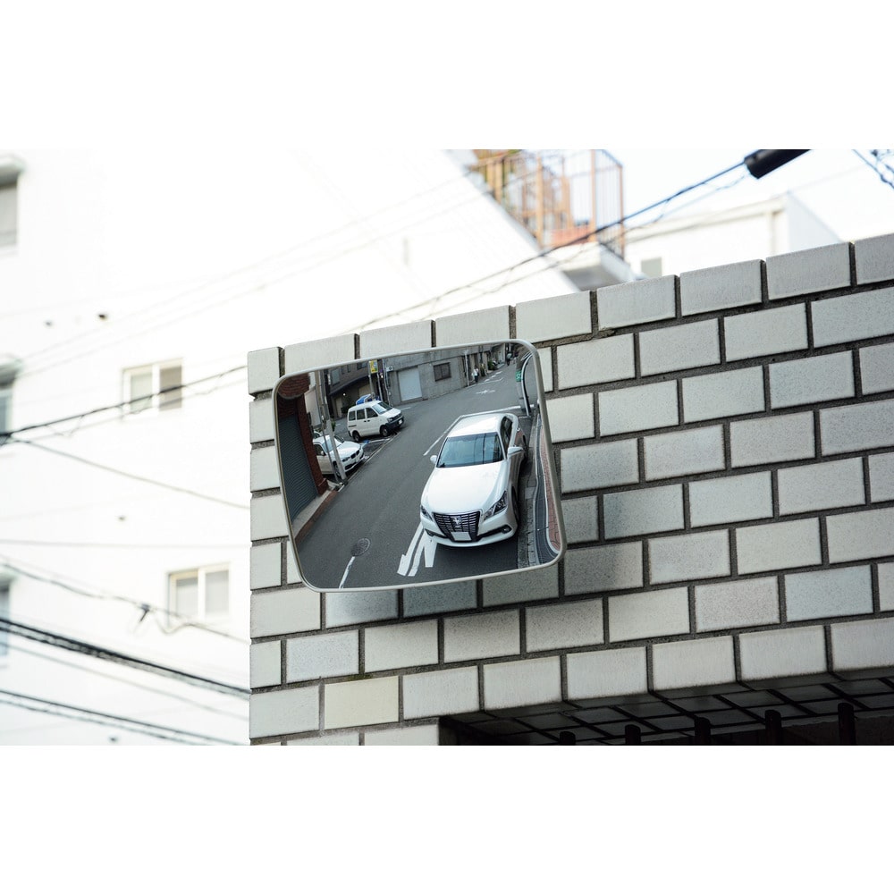 光 ガレージミラー角型400mm×300mmグレー メーカー直送 ▼返品・キャンセル不可【他商品との同時購入不可】