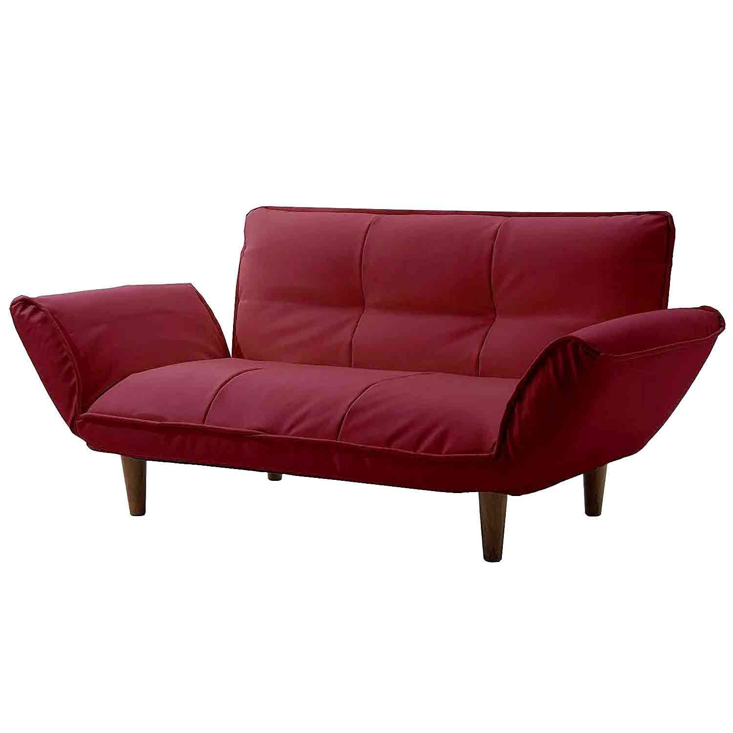 日本製 カウチソファ二人掛け KAN PVCレッド 【直送品】 返品・キャンセル・他商品と同時購入は不可