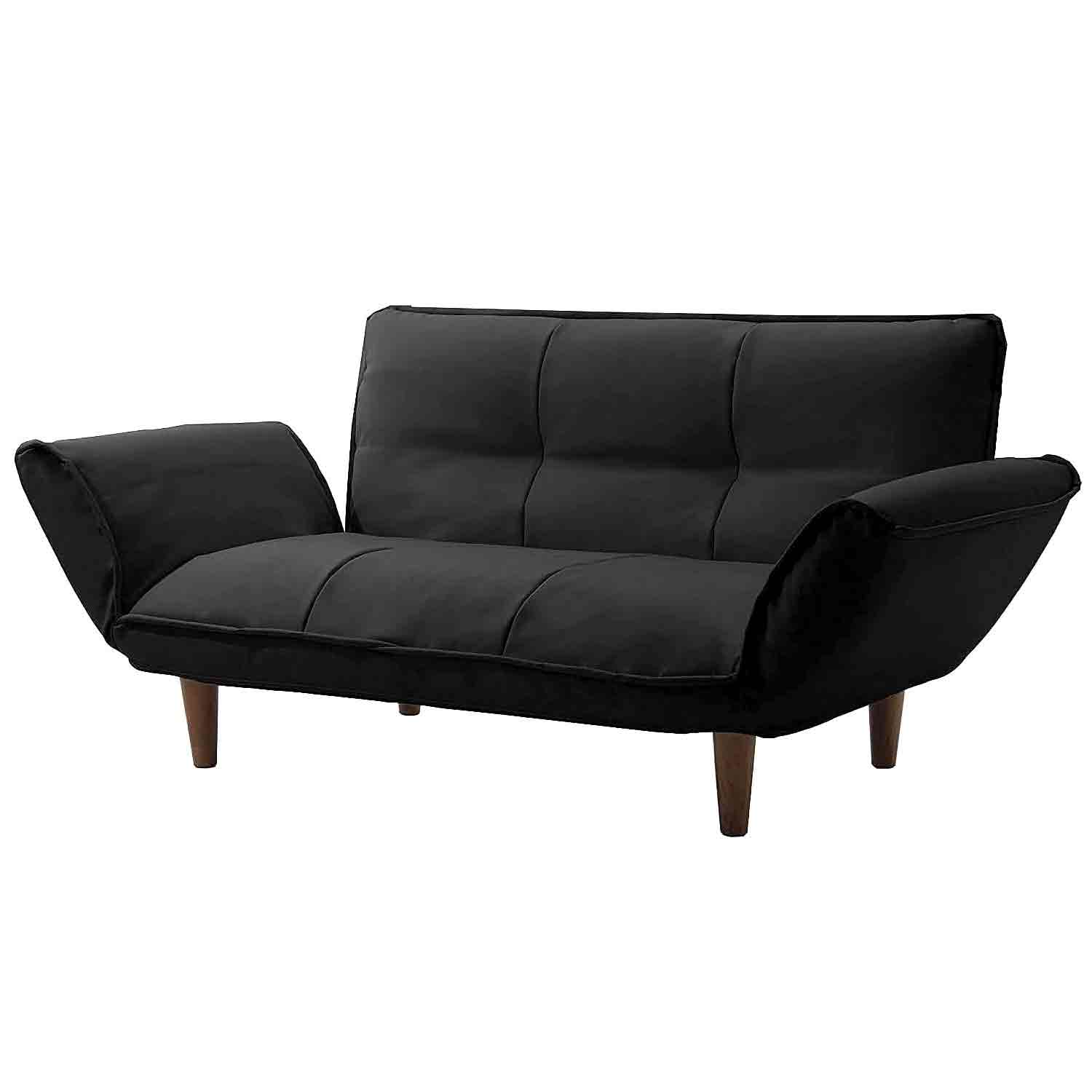 日本製 カウチソファ二人掛け KAN PVCブラック 【直送品】 返品・キャンセル・他商品と同時購入は不可