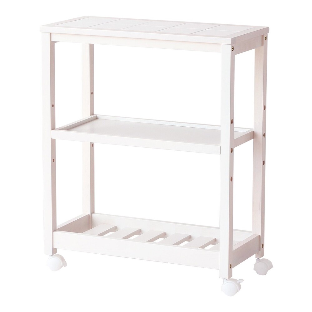 キッチンワゴン スープスリムワゴン 3段 W-3347WH メーカー直送 ▼返品・キャンセル不可【他商品との同時購入不可】