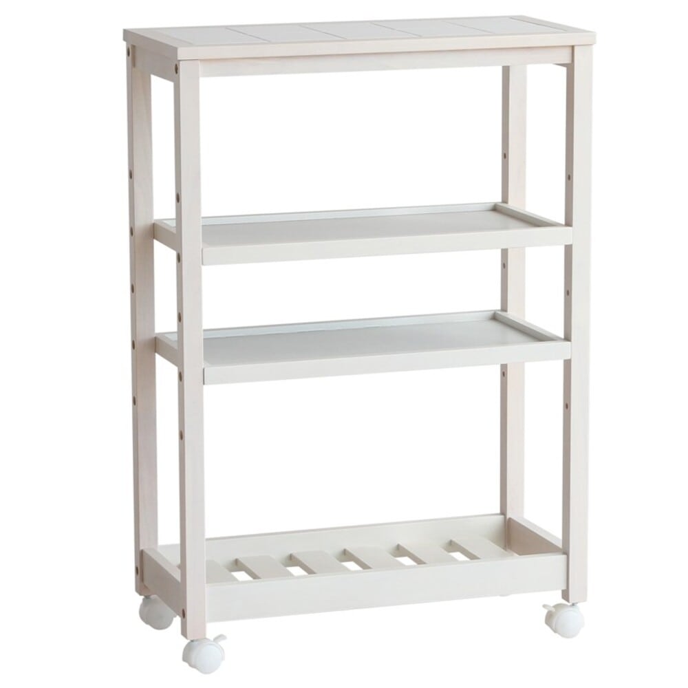 キッチンワゴン スープスリムワゴン 4段 W-3348WH メーカー直送 ▼返品・キャンセル不可【他商品との同時購入不可】