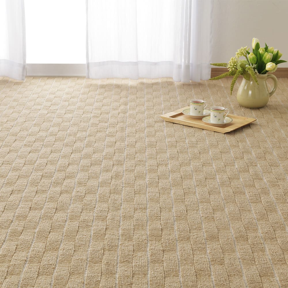 立体織の平織カーペット メテオ 江戸間4.5畳 ベージュ メーカー直送 ▼返品・キャンセル不可【他商品との同時購入不可】