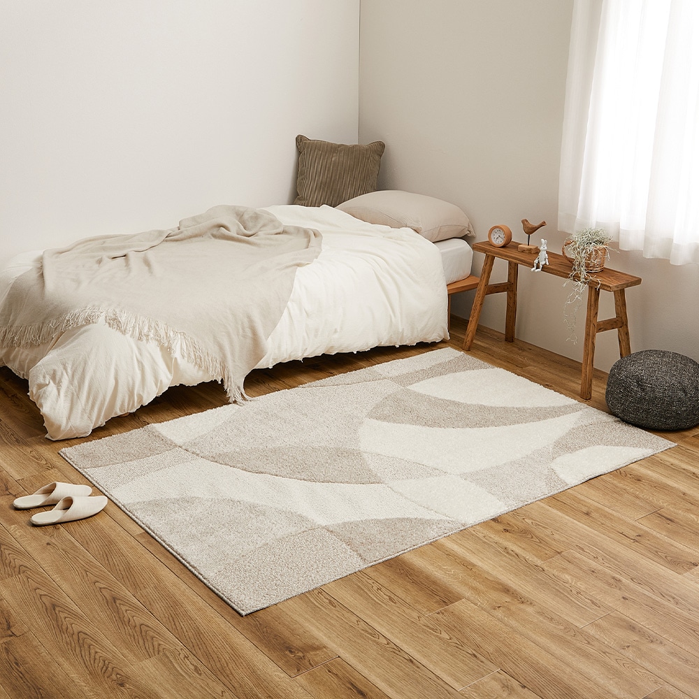 北欧柄の国産高機能ラグ ジャスト ベージュ130x190 メーカー直送▼返品・キャンセル不可【他商品との同時購入不可】