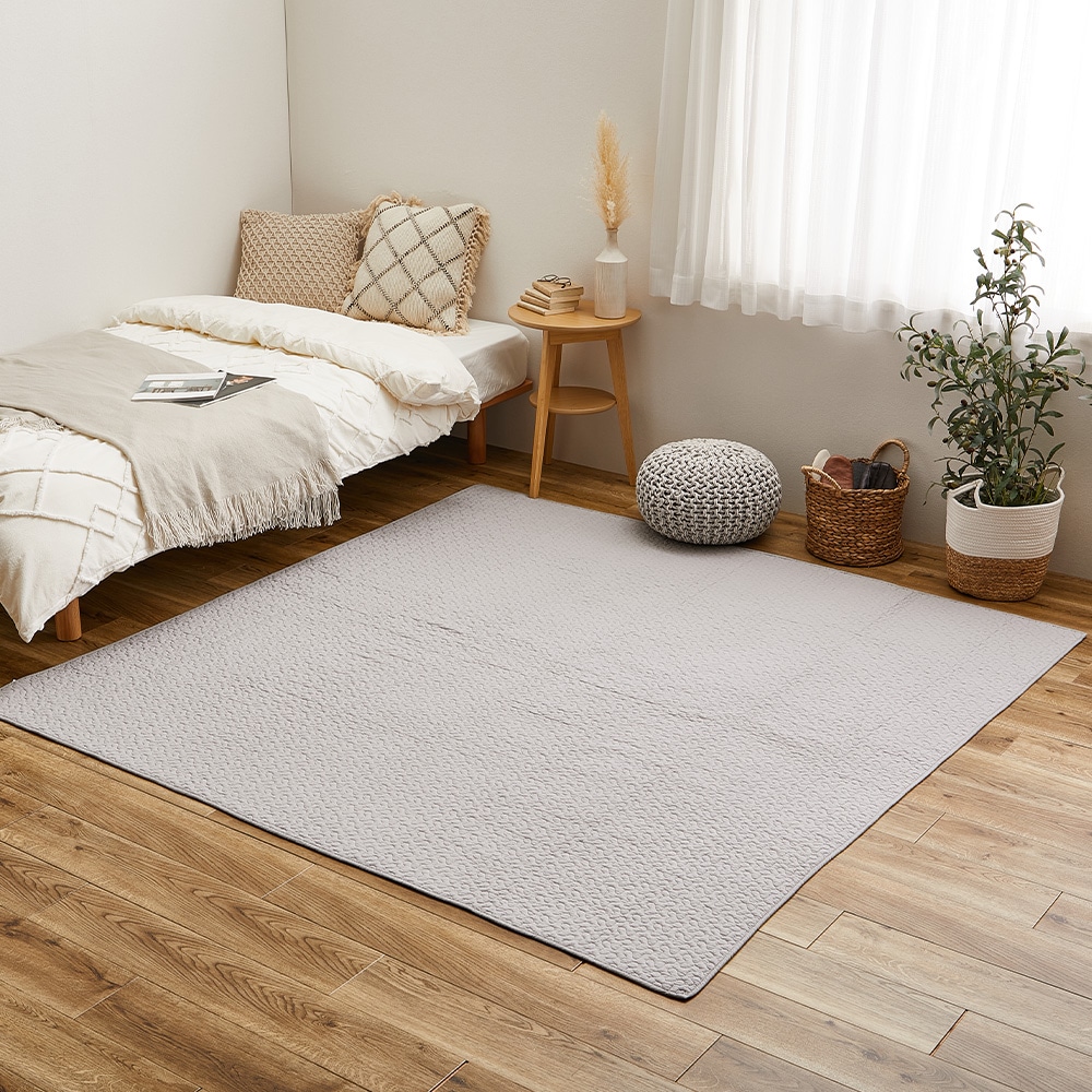 綿100%イブルラグマット デコール グレー190×190 メーカー直送▼返品・キャンセル不可【他商品との同時購入不可】