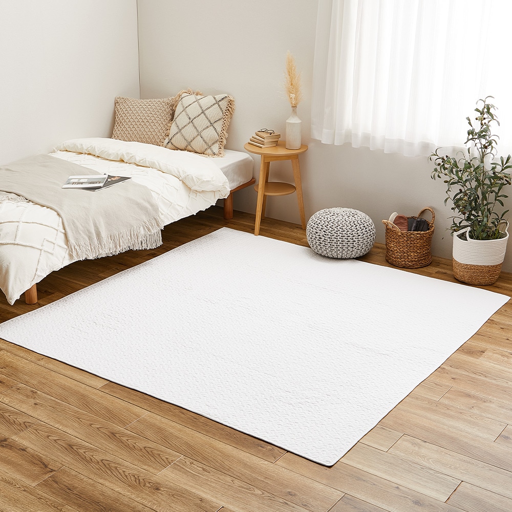 綿100%イブルラグマット デコール アイボリー190×190 メーカー直送▼返品・キャンセル不可【他商品との同時購入不可】