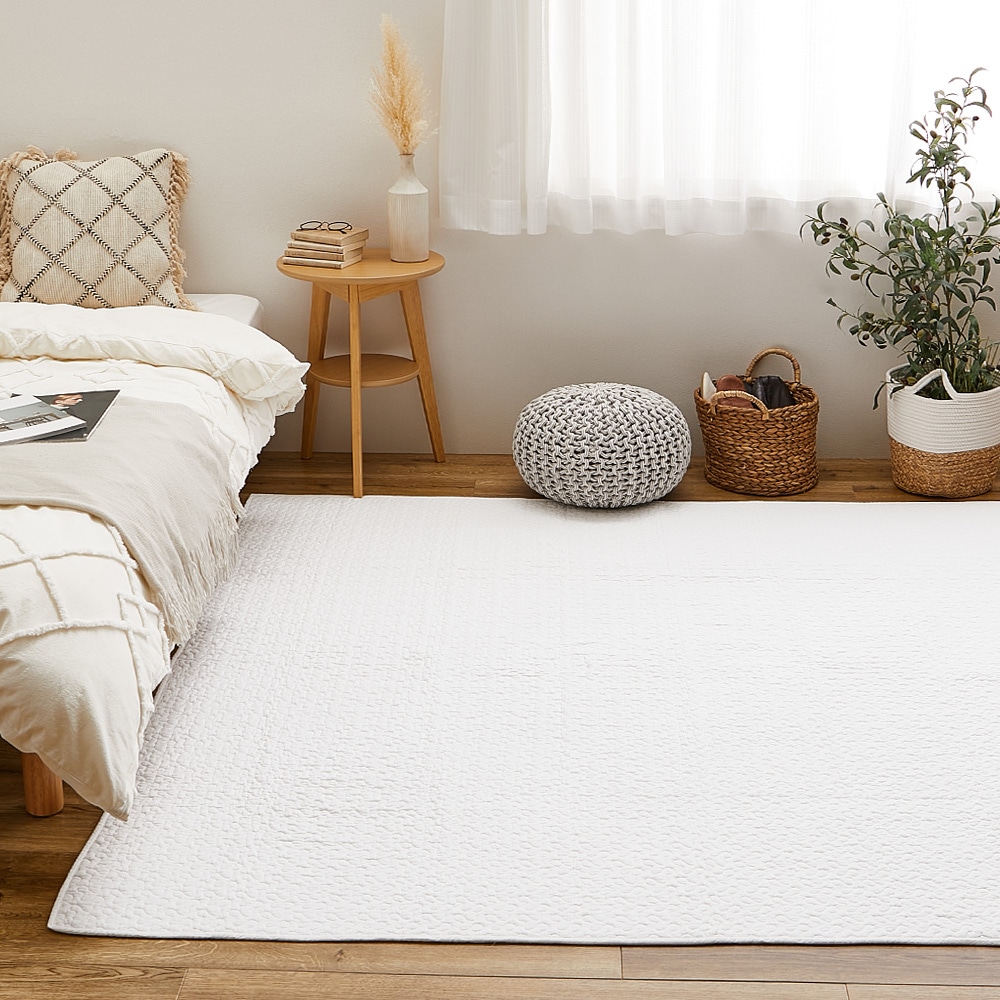 綿100%イブルラグマット デコール アイボリー190×240 メーカー直送▼返品・キャンセル不可【他商品との同時購入不可】