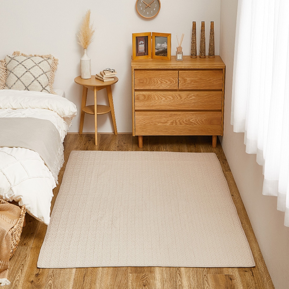 綿100%イブルラグマット デコール ベージュ130×190 メーカー直送▼返品・キャンセル不可【他商品との同時購入不可】