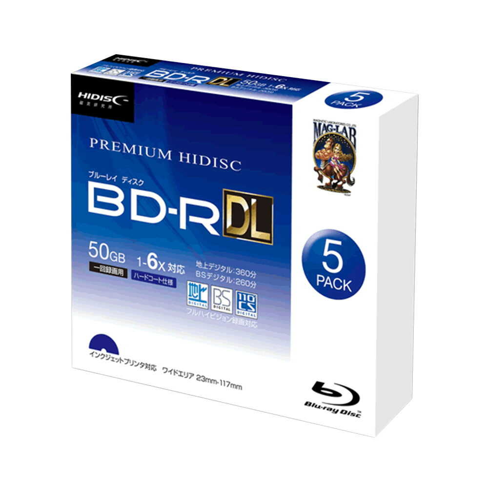 HIDISC BD-R DL 1回録画 6倍速 50GB スリムケース 5枚