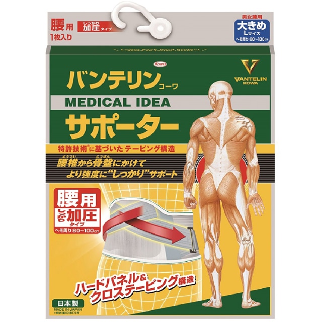 興和 バンテリンサポーター 腰用 しっかり加圧タイプ ブルーグレー 大きめサイズ