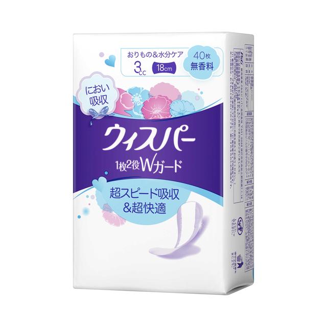 P&G ウィスパー1枚2役Wガード 無香料 40枚（3CC）   【16個セット】