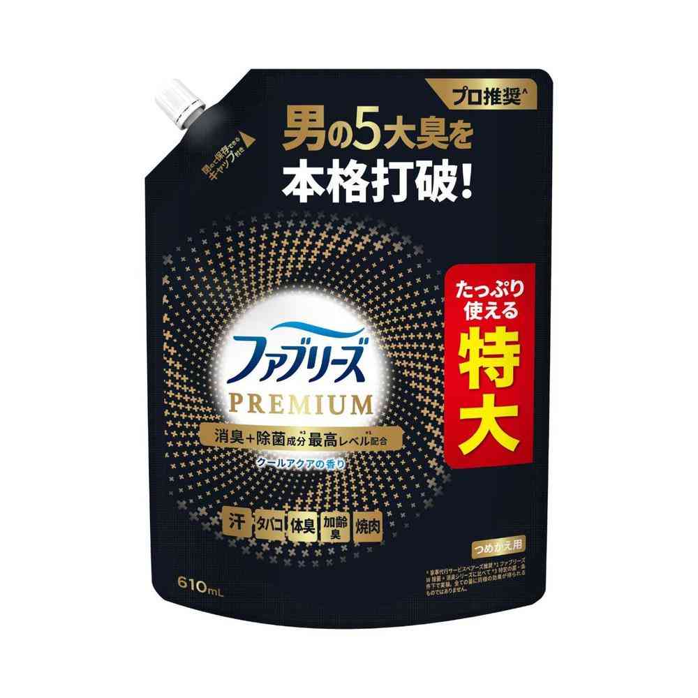 P＆G ファブリーズ W除菌＋消臭 プレミアム メン クールアクアの香り つめかえ 特大サイズ 610mL