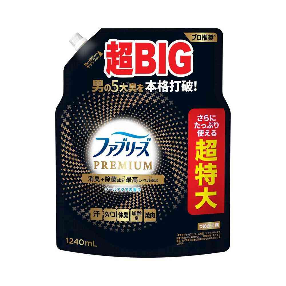 P＆G ファブリーズ W除菌＋消臭 プレミアム メン クールアクアの香り つめかえ 超特大 1240mL   【6個セット】