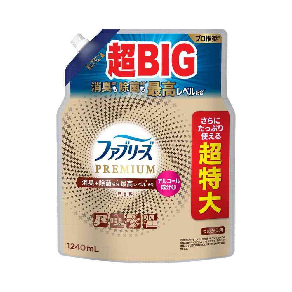 P＆G ファブリーズ W除菌＋消臭 プレミアム 無香料 つめかえ 超特大 1240mL