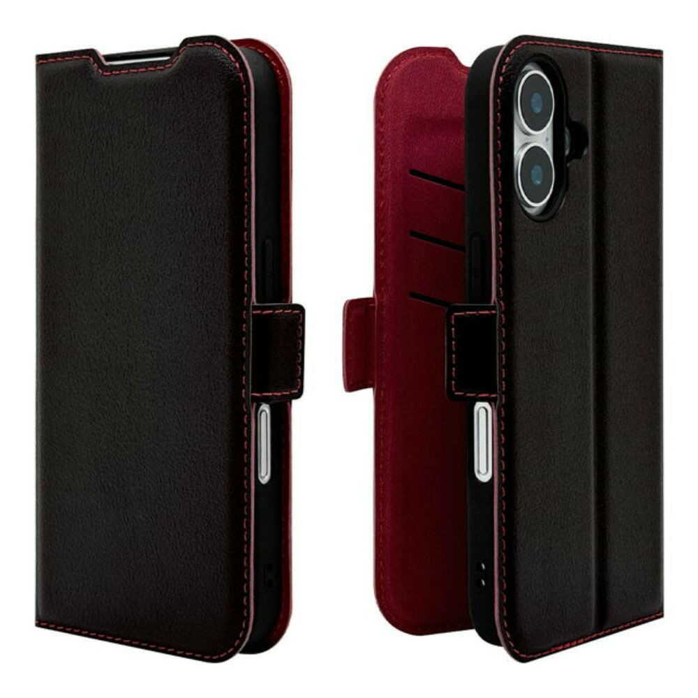 テレホンリース iPhone16 ケース カバー ブラック×レッド