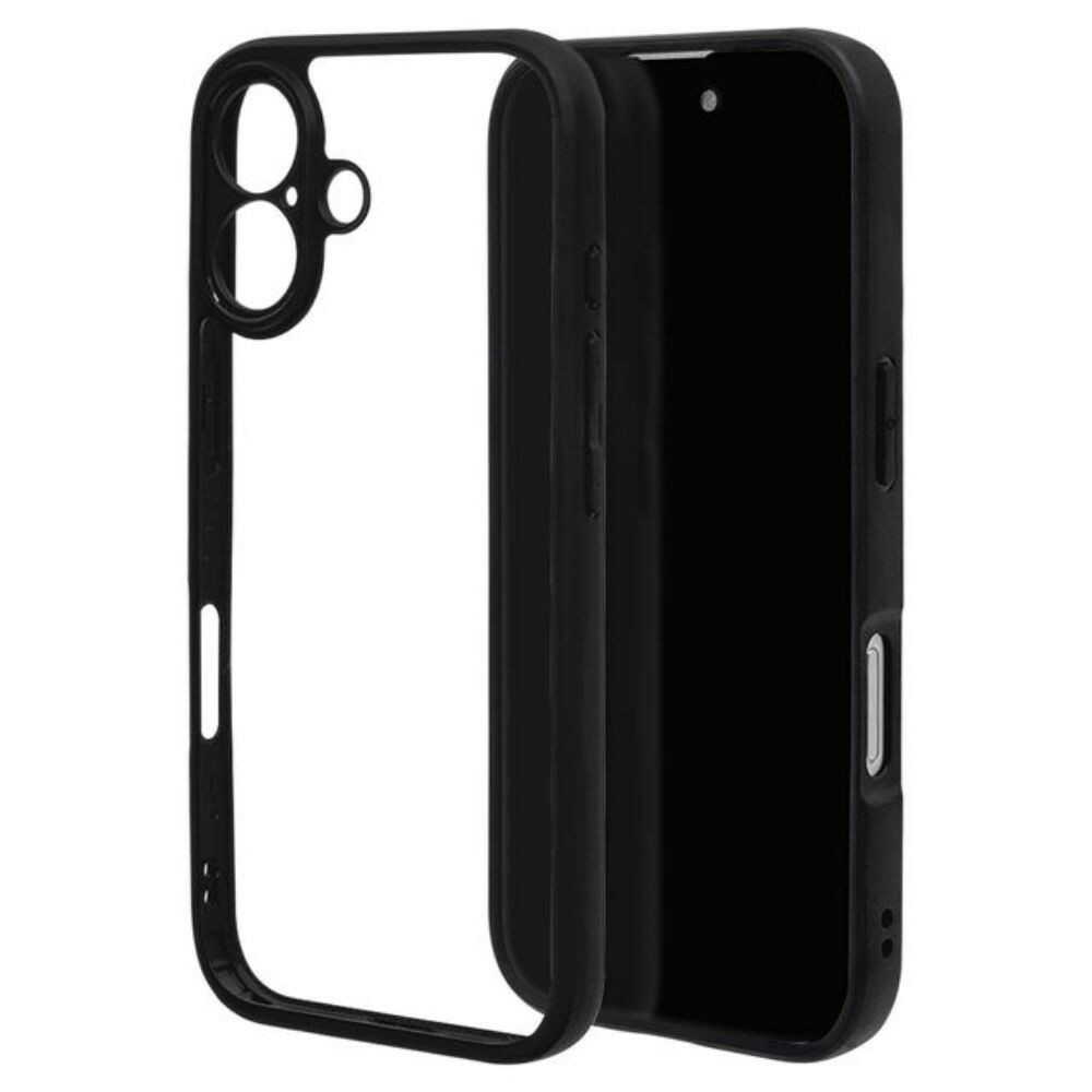 テレホンリース iPhone16 ケース カバー ハイブリッド 極限保護 ブラック×クリア