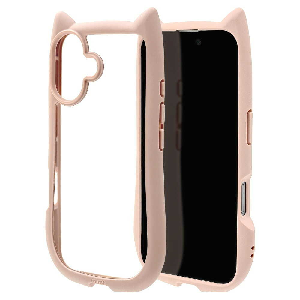 テレホンリース iPhone16 mimi猫耳ハイブリッド TPU×PC スモーキーピンク 8145IP461HPSPK