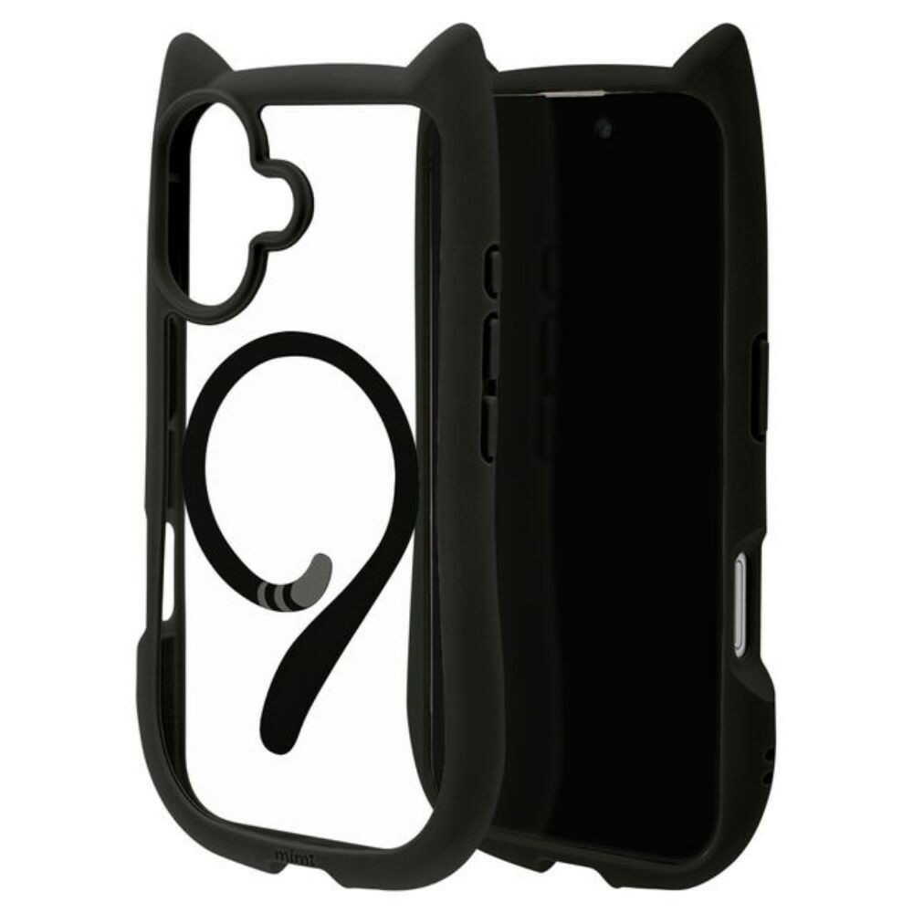 テレホンリース iPhone16 ケース カバー MagSafe対応 猫耳 ブラック