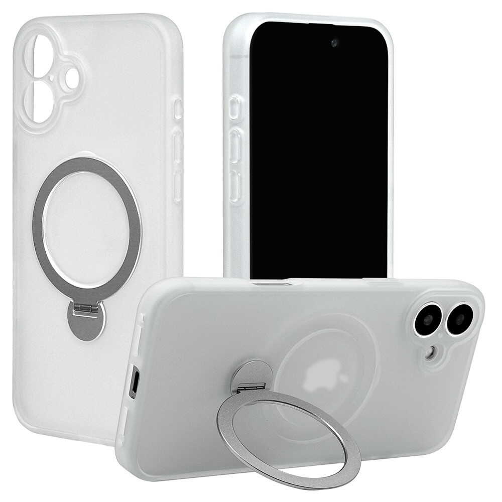 テレホンリース iPhone16 Plus 360°回転スタンドケース フロストホワイト 8321IP467ZSFSLWH