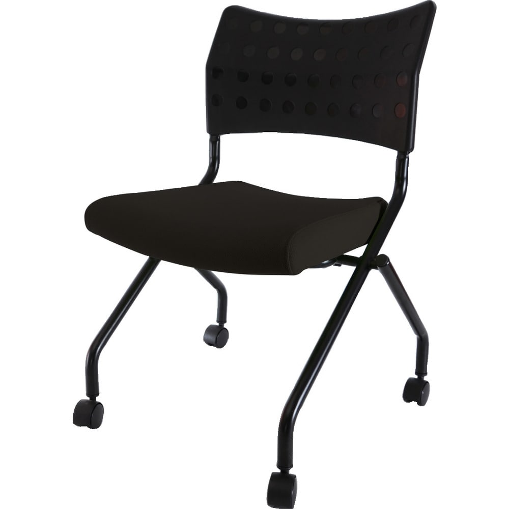 TRUSCO スタッキングチェア キャスター付 ブラック メーカー直送 ▼返品・キャンセル不可【他商品との同時購入不可】