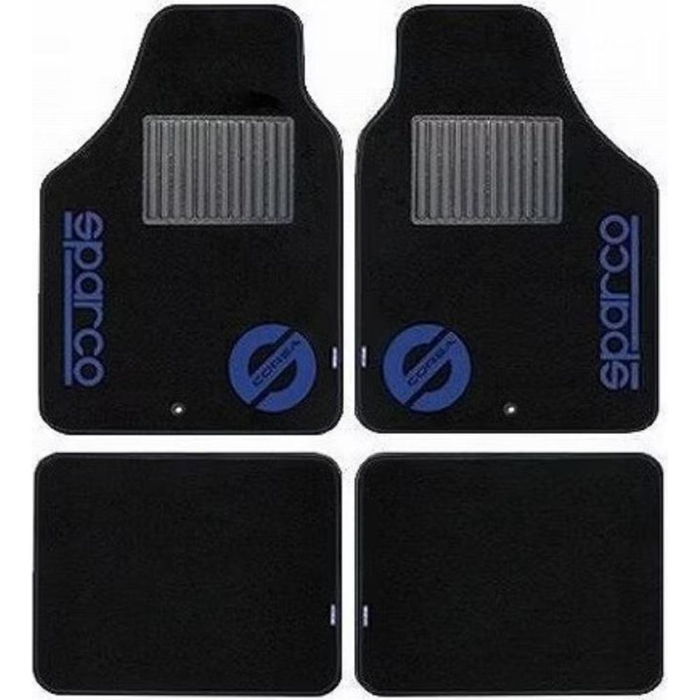 スパルココルサ フロアマット4Pcs S-Lineブラック×ブルーメーカー直送 ▼返品・キャンセル不可【他商品との同時購入不可】