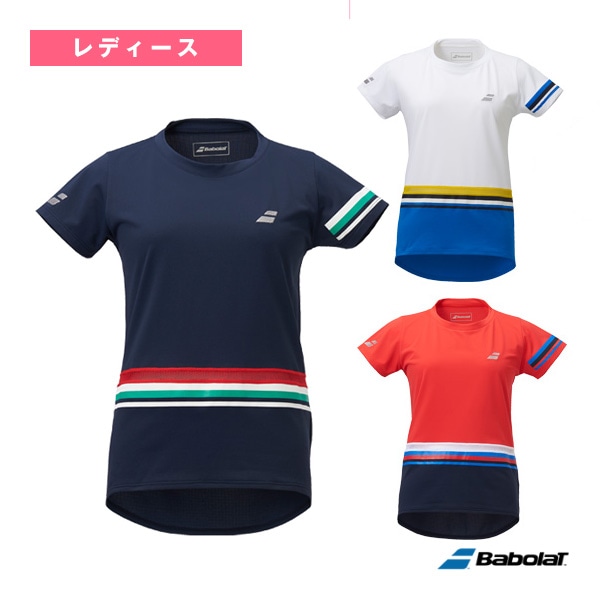 [バボラ テニス・バドミントンウェア（レディース）] ショートスリーブシャツ／カラープレイライン／レディース（BTWPJA04）