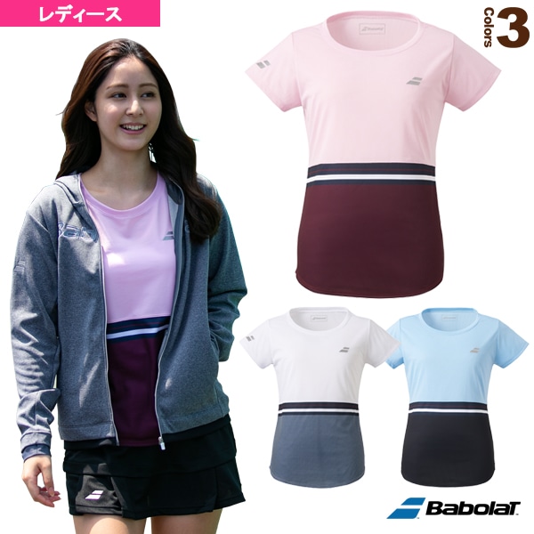 [バボラ テニス・バドミントンウェア（レディース）] ショートスリーブシャツ／カラープレイライン／レディース（BTWQJA06）