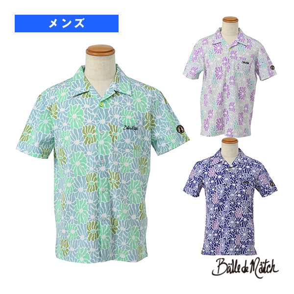 [バルデマッチ テニス・バドミントンウェア（メンズ/ユニ）] アロハ風プリントシャツ／メンズ（BDM-D1107）