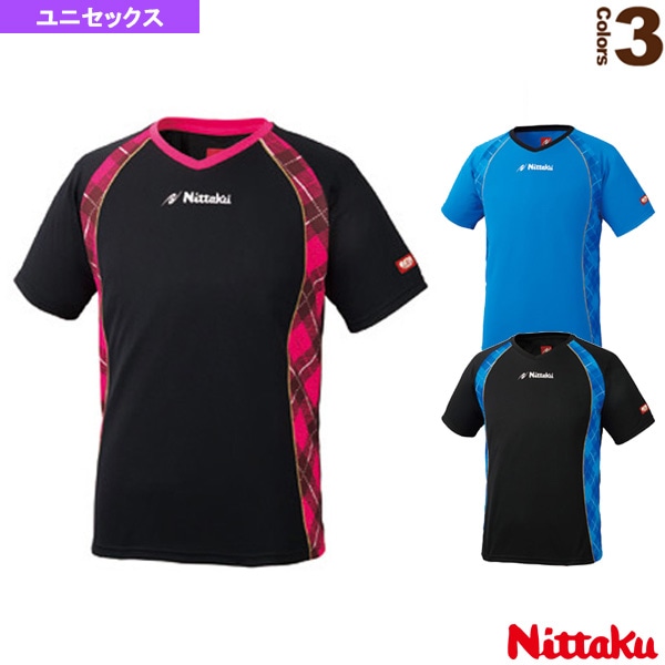 [ニッタク 卓球ウェア（メンズ/ユニ）] ユニVチェックスシャツ／ユニセックス（NW-2171）