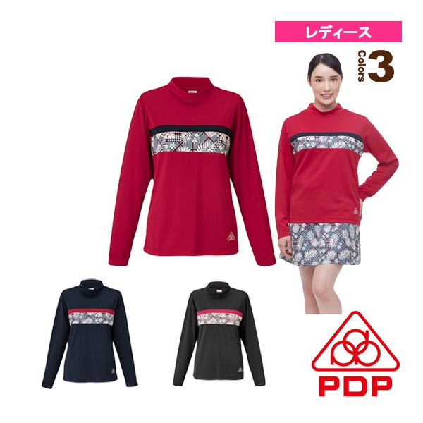 [PDP テニス・バドミントンウェア（レディース）] ハイネック長袖ゲームシャツ／レディース（PTW-2105）