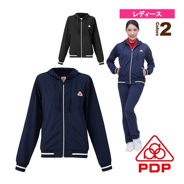 [PDP テニス・バドミントンウェア（レディース）] 裏起毛フード付きジャージジャケット／レディース（PTW-2400）