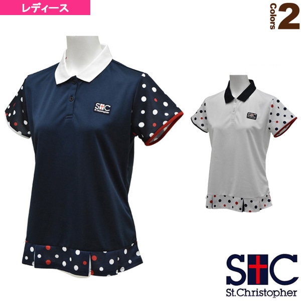 [セントクリストファー テニス・バドミントンウェア（レディース）] ドットスリーブ ゲームポロシャツ／レディース（STC-AHW2051）