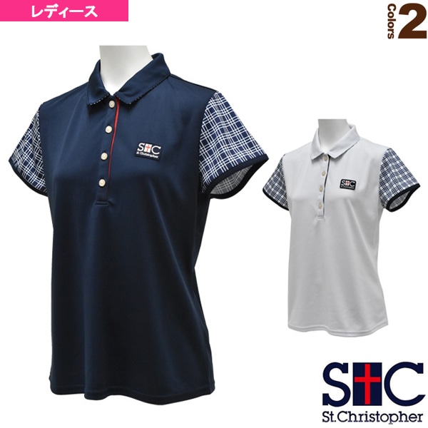 [セントクリストファー テニス・バドミントンウェア（レディース）] グリッドチェック ゲームポロシャツ／レディース（STC-AHW2061）