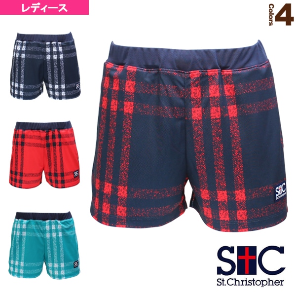 [セントクリストファー テニス・バドミントンウェア（レディース）] ラブドチェックショートパンツ／レディース（STC-BBW6324）