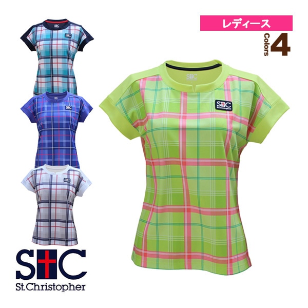 [セントクリストファー テニス・バドミントンウェア（レディース）] チェックゲームシャツ／レディース（STC-BCW2311）